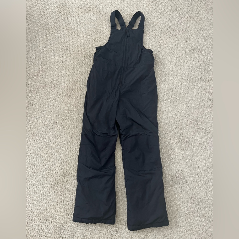 Lands' End Black Insulated Snow Bib Pants Unisex L 10-12 Ski Snowboard Snowsuit